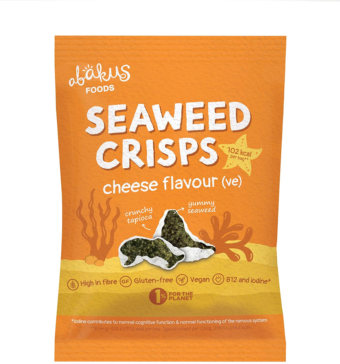 Abakus Seaweed Crisps - Cheese (Vegan) 18g (Pack of 12)