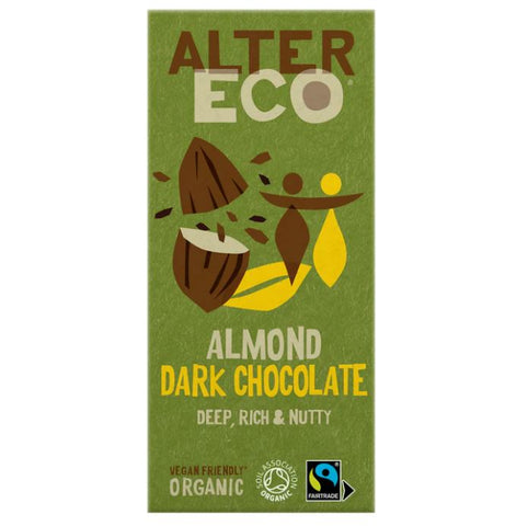 Alter Eco Dark Chocolate & Almonds 100g (Pack of 14)