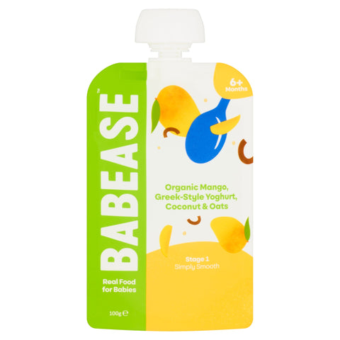 Babease Organic Mango with Greek Style Yoghurt and Oats 100g (Pack of 8)