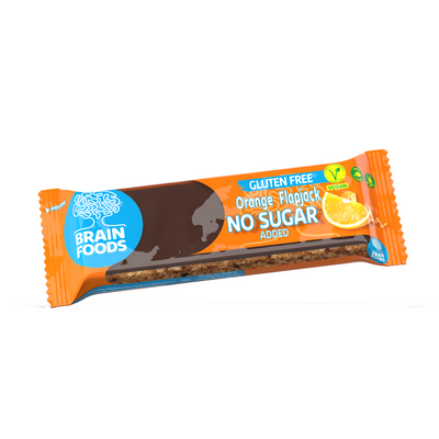 Brain Foods Orange Flapjack 70g (Pack of 12)