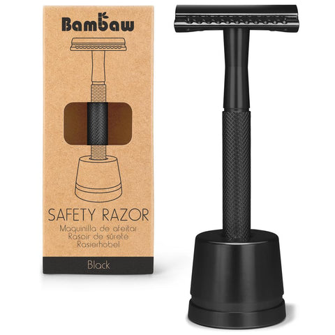 Bambaw Metal Safety Razor + Stand | Black 1 Each (Pack of 10)