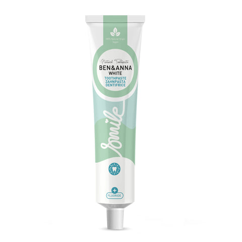 Ben & Anna Toothpaste Tube - White (with fluoride) 75ml (Pack of 6)