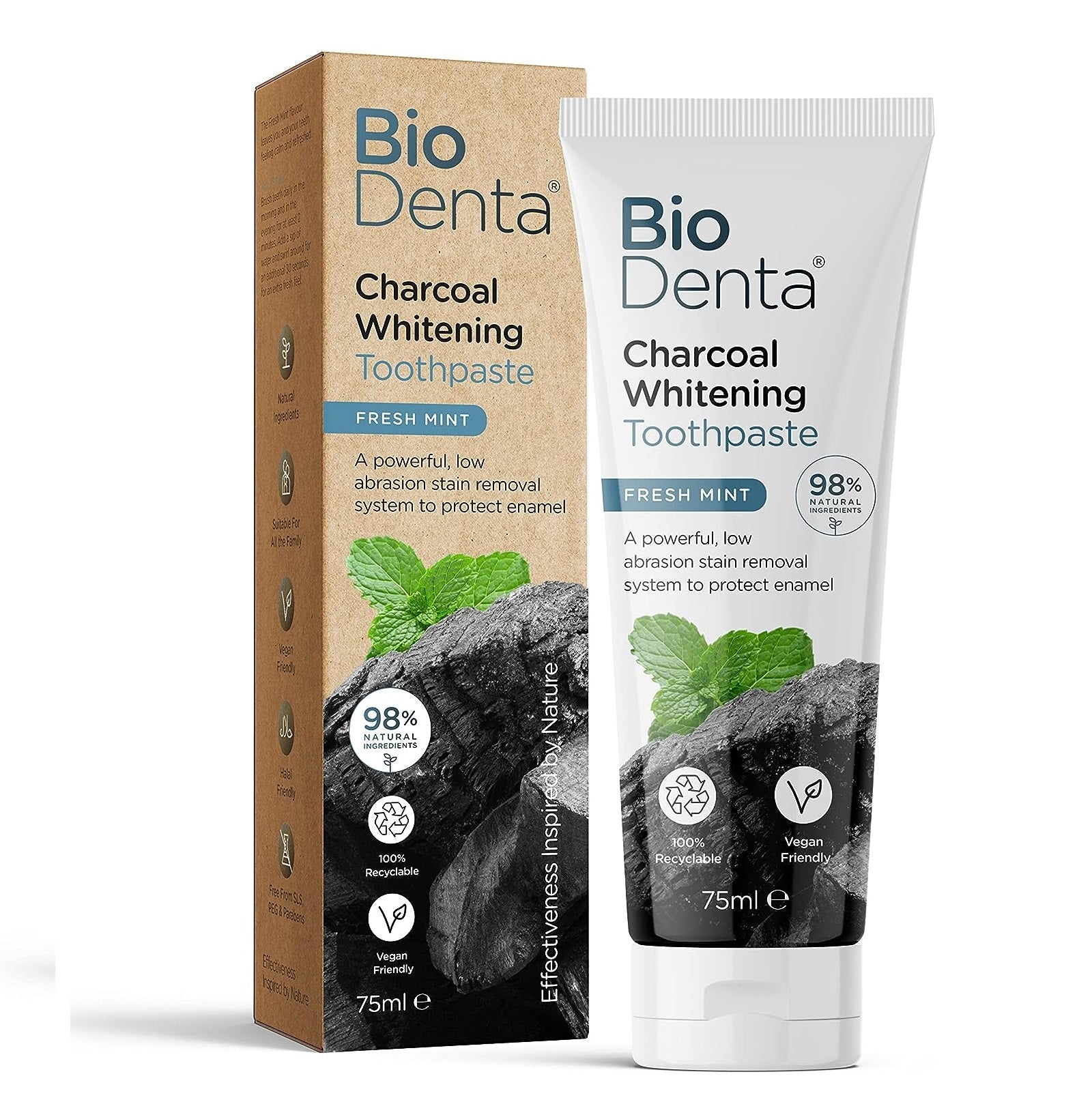 BioDenta Charcoal Whitening Toothpaste 75ml (Pack of 12) – SuperfoodUK