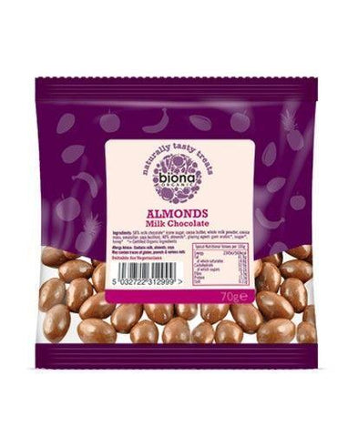 Biona Organic Milk Choc Almonds 70g