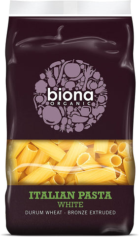 BIONA Biona White Rigatoni Organic~ Bronze extruded 500g (Pack of 12)