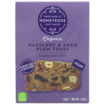 Honeyrose Hazelnut & Agen Plum Toast 110g - Organic (Pack of 6)