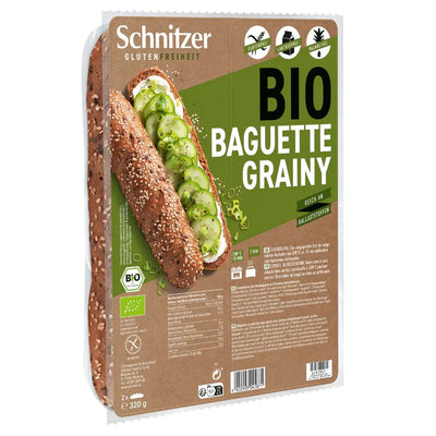 Schnitzer Gluten Free Baguette Grainy Linseed/Sesame Organic 320g (Pack of 6)