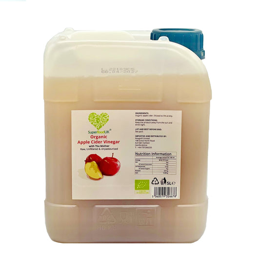 SuperfoodUK Organic Apple Cider Vinegar with Mother | Raw | Unfiltered 5L