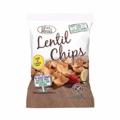 Eat Real Lentil Chip Lemon Chilli 40g (Pack of 12)