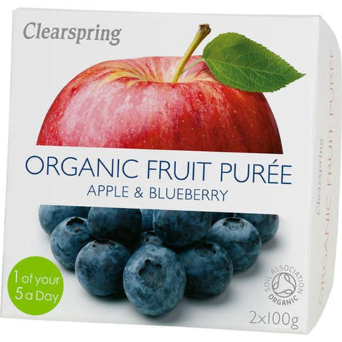 Clearspring Fruit Puree Apple & Blueberry 2x100g