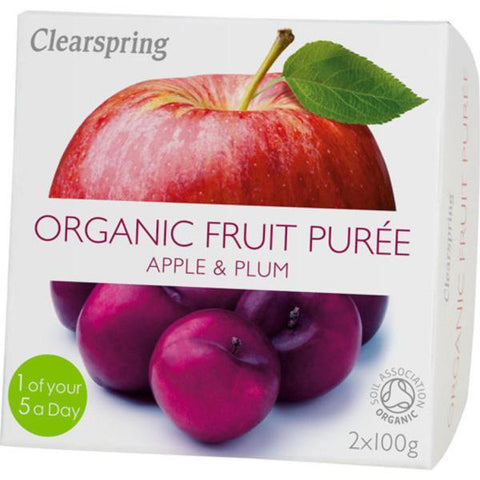 Clearspring Fruit Puree Apple & Plum 2x100g
