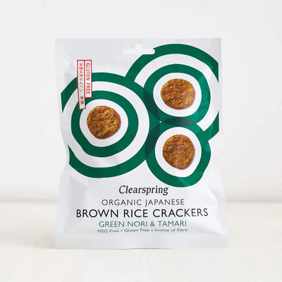 Clearspring Organic Japanese Brown Rice Crackers - Green Nori & Tamari 40g (Pack of 12)