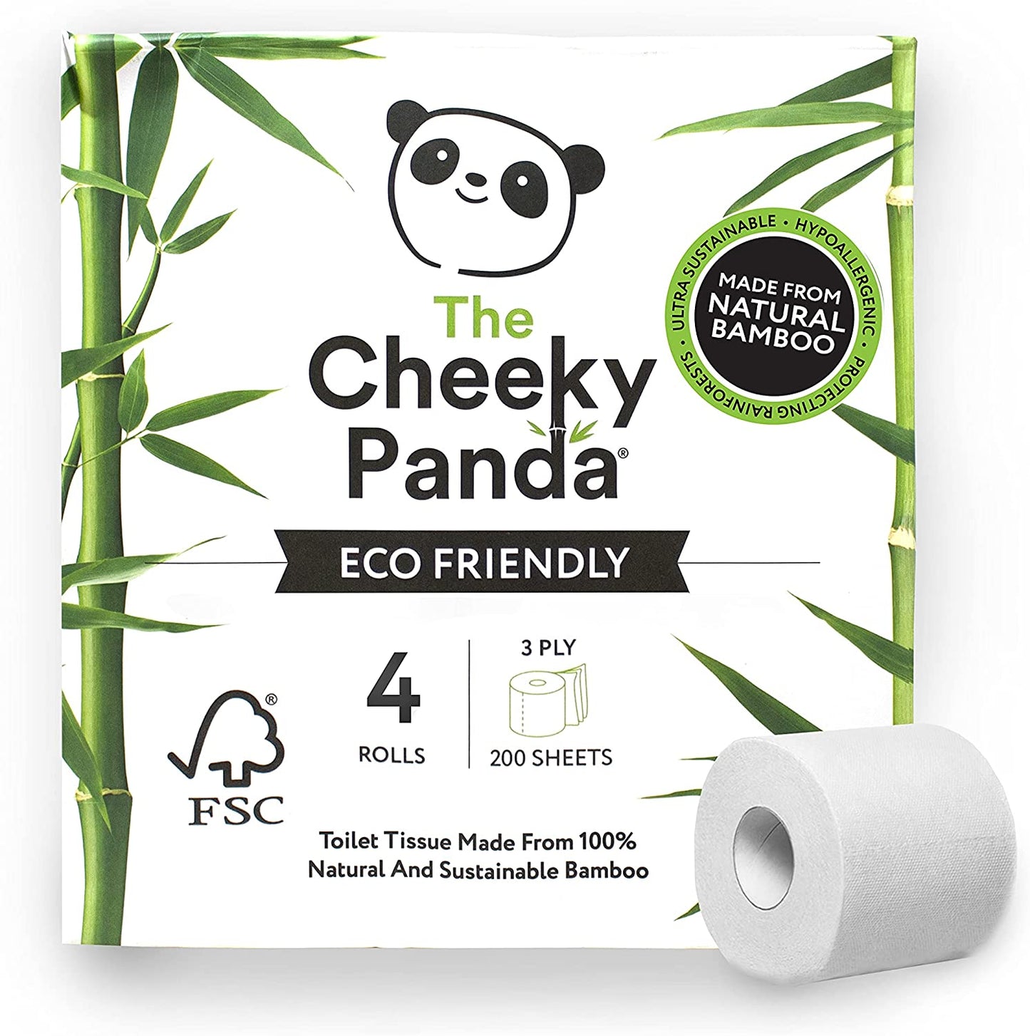 Cheeky Panda 100% Bamboo Toilet Tissue 4 Pack