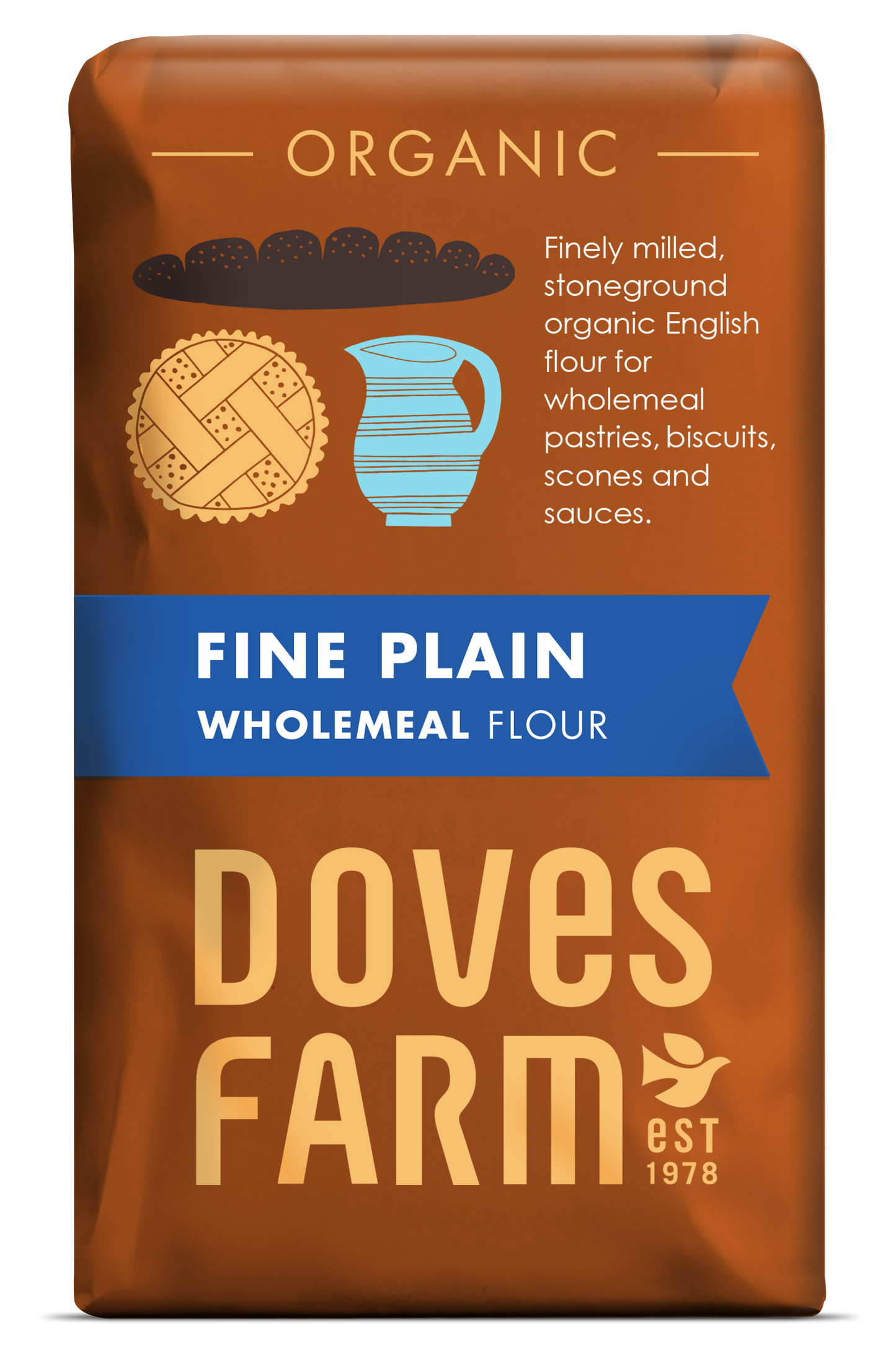 Doves Farm Plain English Wholemeal Flour 1kg (pack of 5)