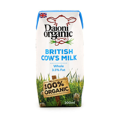Daioni Organic Whole Milk 200ml (Pack of 12)