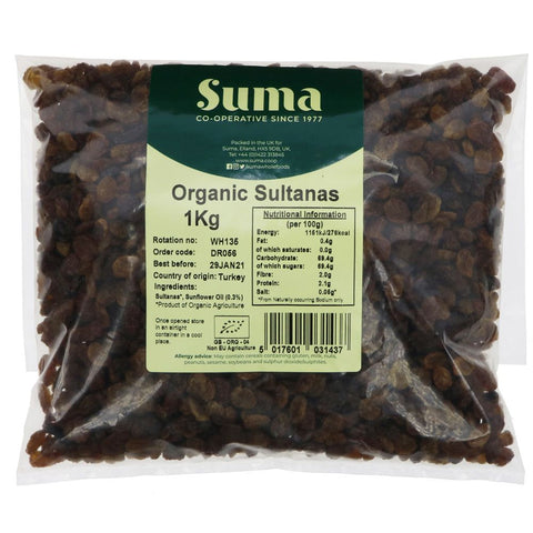 Suma Bagged Down Organic Sultanas 1kg