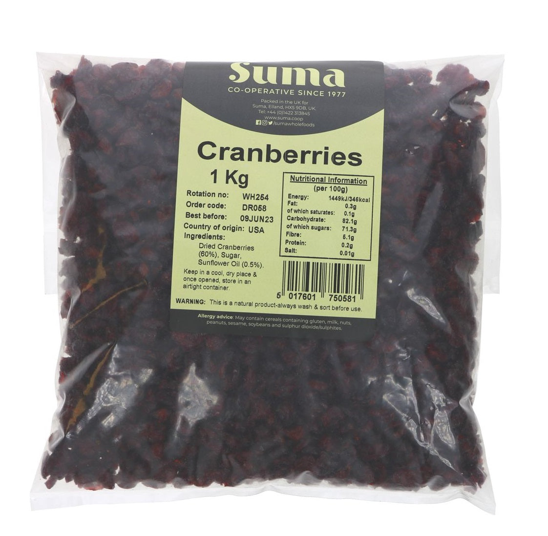 Suma Bagged Down Cranberries 1kg