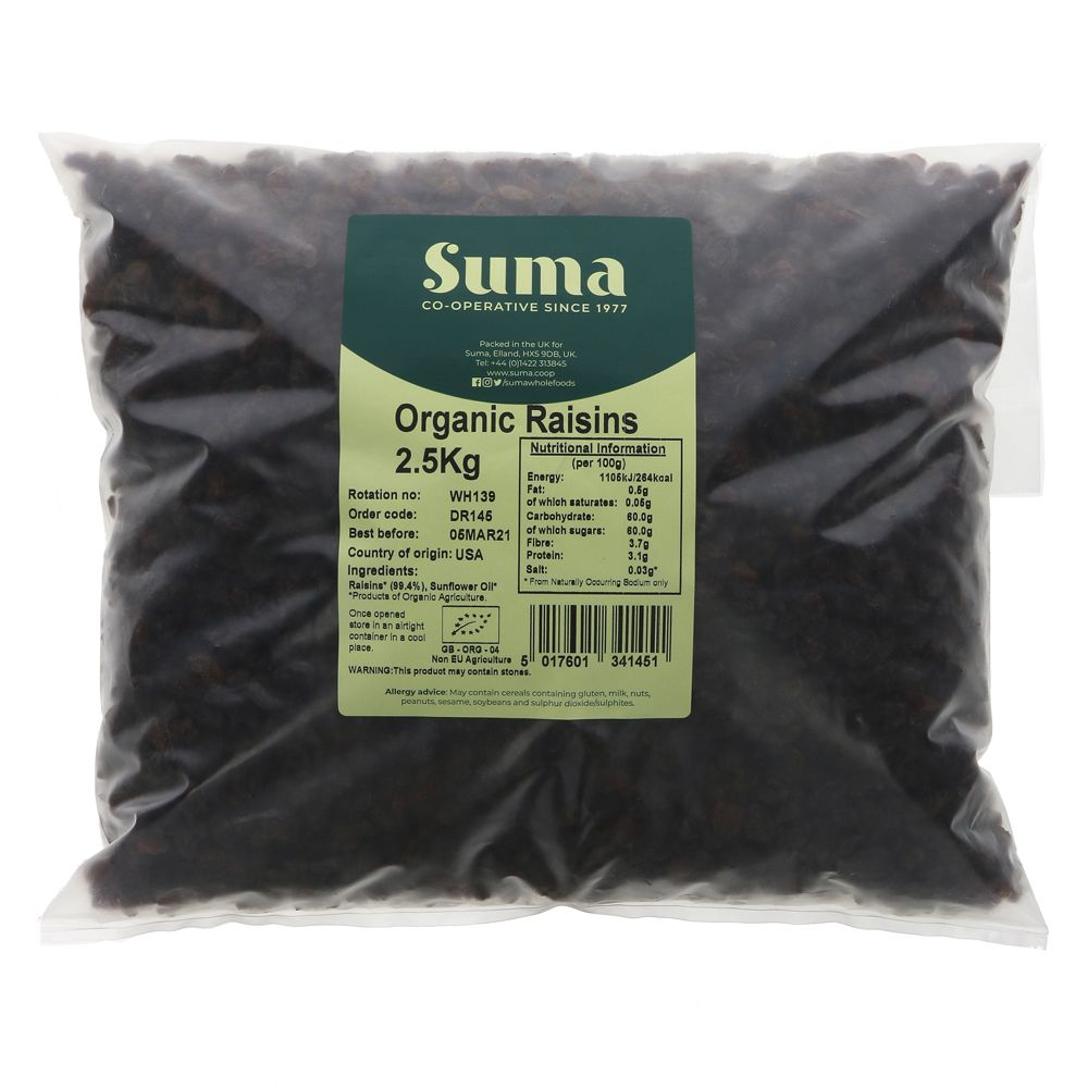 Suma Bagged Down Organic Raisins 2.5kg