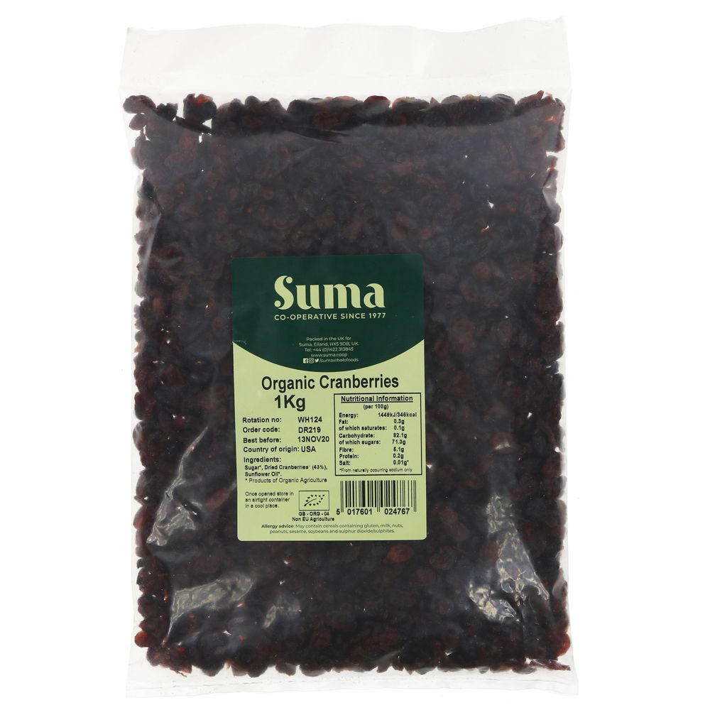 Suma Bagged Down Organic Cranberries 1kg