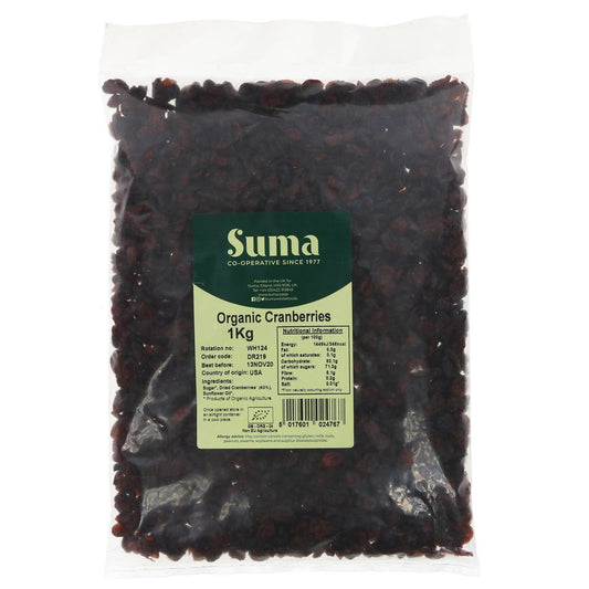 Suma Bagged Down Organic Cranberries 1kg
