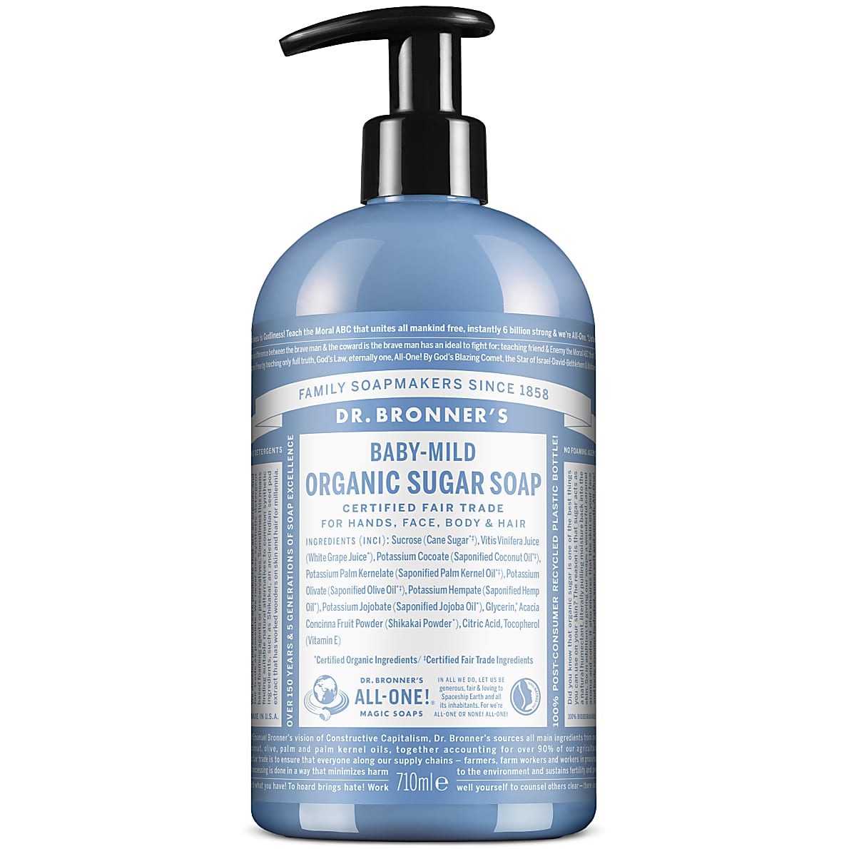 Dr Bronners Organic Pump Soaps Sugar Baby Unscented 708ml