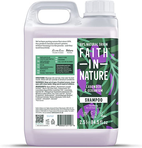 Faith In Nature Shampoo-Lavender/Geranium 2.5L (Pack of 4)