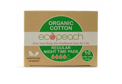 Ecopeach Organic Cotton Night Time Pads Regular(10 pads) (Pack of 6)