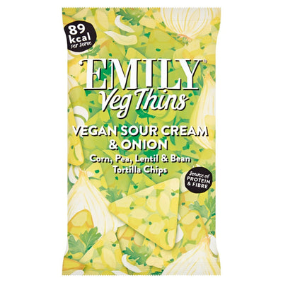 EMILY Snacks Vegan Sour Cream and Onion Thins 23g (Pack of 24)