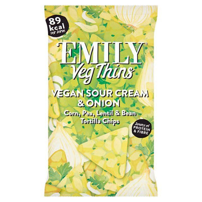 EMILY Snacks Vegan Sour Cream and Onion Thins Sharing 85g (Pack of 8)