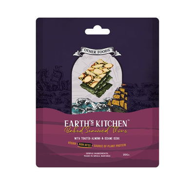 Earth's Kitchen Baked Seaweed thins with almonds and sesame seeds 25g (Pack of 12)