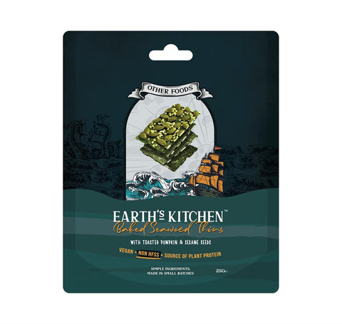 Earth's Kitchen Baked Seaweed thins with pumpkin and sesame seeds 25g (Pack of 12)