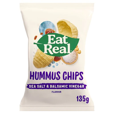 Eat Real Hummus Salt & Balsamic Vinegar Sharing 135g (Pack of 10)