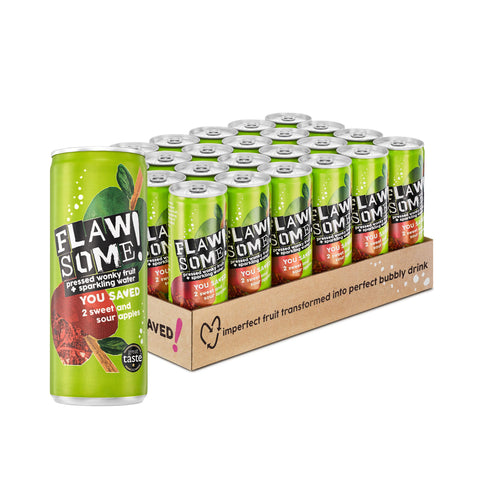 Flawsome Brands Ltd Sweet & Sour Apple Lightly Sparkling Juice Drink 250ml (Pack of 24)