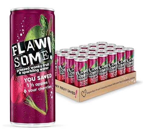 Flawsome Brands Ltd Apple & Sour Cherry Lightly Sparkling Juice Drink 250ml (Pack of 24)