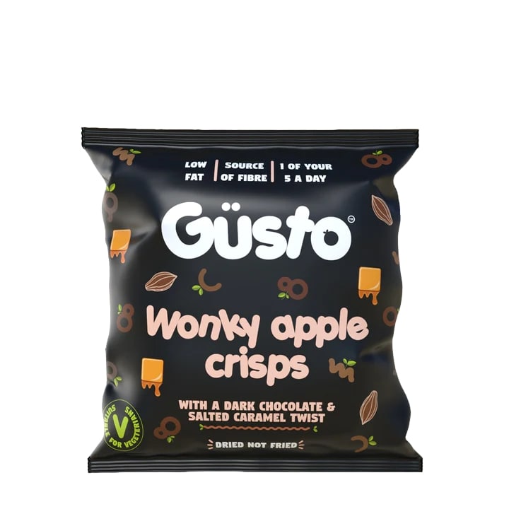Gusto air dried apple crisps with Dark Chocolate & Salted Caramel 20g (Pack of 12)