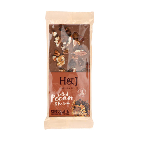 Harris & James Salted Pecan & Raisin Chocolate Bar 86g (Pack of 2)