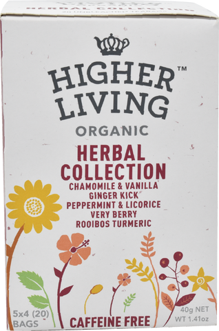 Higher Living Organic Herbal Collection 20 Bags (Pack of 4)