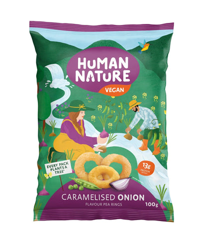 Human Nature Caramelised Onion Flavour Pea Rings 100g (Pack of 10)