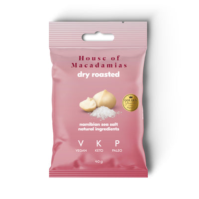 House Of Macadamia Macadamia Nuts Roasted with Nambian Sea Salt 40g (Pack of 12)
