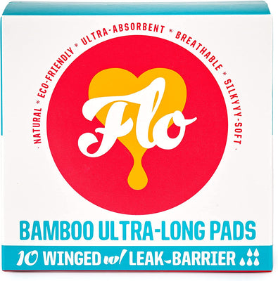 Here We Flo FLO Bamboo Ultra-Long Pads 10pads (Pack of 8)