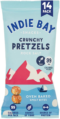 Indie Bay Snacks Spelt Pretzel Bites Rock Salt 26g (Pack of 14)