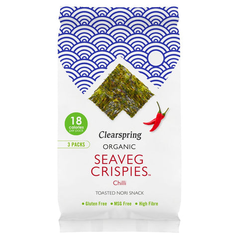 Clearspring Organic Seaveg Crispies Multipk-Chilli 3 X 4g (Pack of 8)