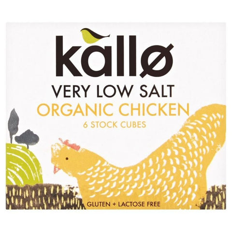 Kallo Organic Chicken Stock Cubes Very Low Salt 48g (Pack of 15)