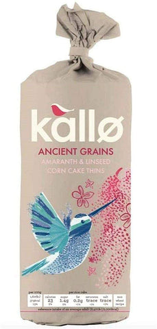 Kallo Ancient Grains Organic Corn Cake Thins 150g (Pack of 12)