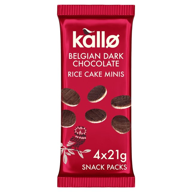 Kallo Belgian Dark Chocolate Rice Cake Minis 4 x 21g (Pack of 9)