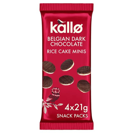Kallo Belgian Dark Chocolate Rice Cake Minis 4 x 21g (Pack of 9)