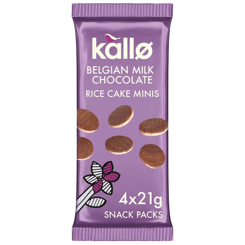 Kallo Mini Milk Choco Rice Cakes (4x21g) (Pack of 9)