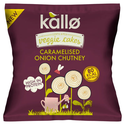 Kallo Caramelised Onion and Chutney Veggie Cakes Snack Packs 22g (Pack of 12)