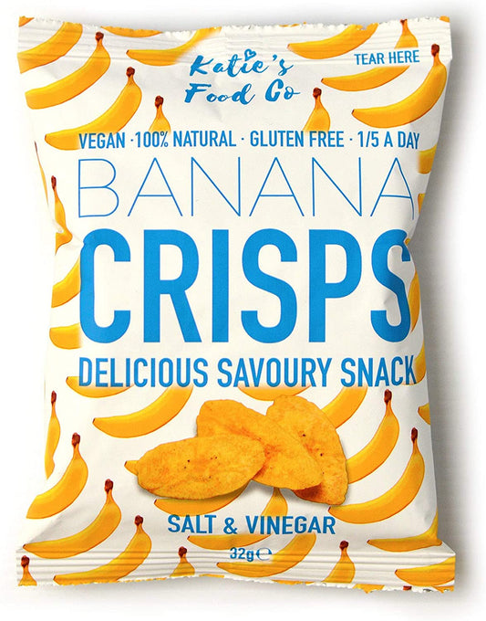 Katies Food Co Salt & Vinegar Savoury Banana Crisps 32g (Pack of 12)