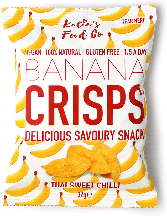 Katies Food Co Thai Sweet Chilli Savoury Banana Crisps 32g (Pack of 12)